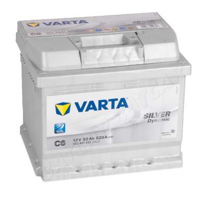 Varta Silver Dynamic C6 akkumulátor, 12V 52Ah 520A J+ EU, alacsony